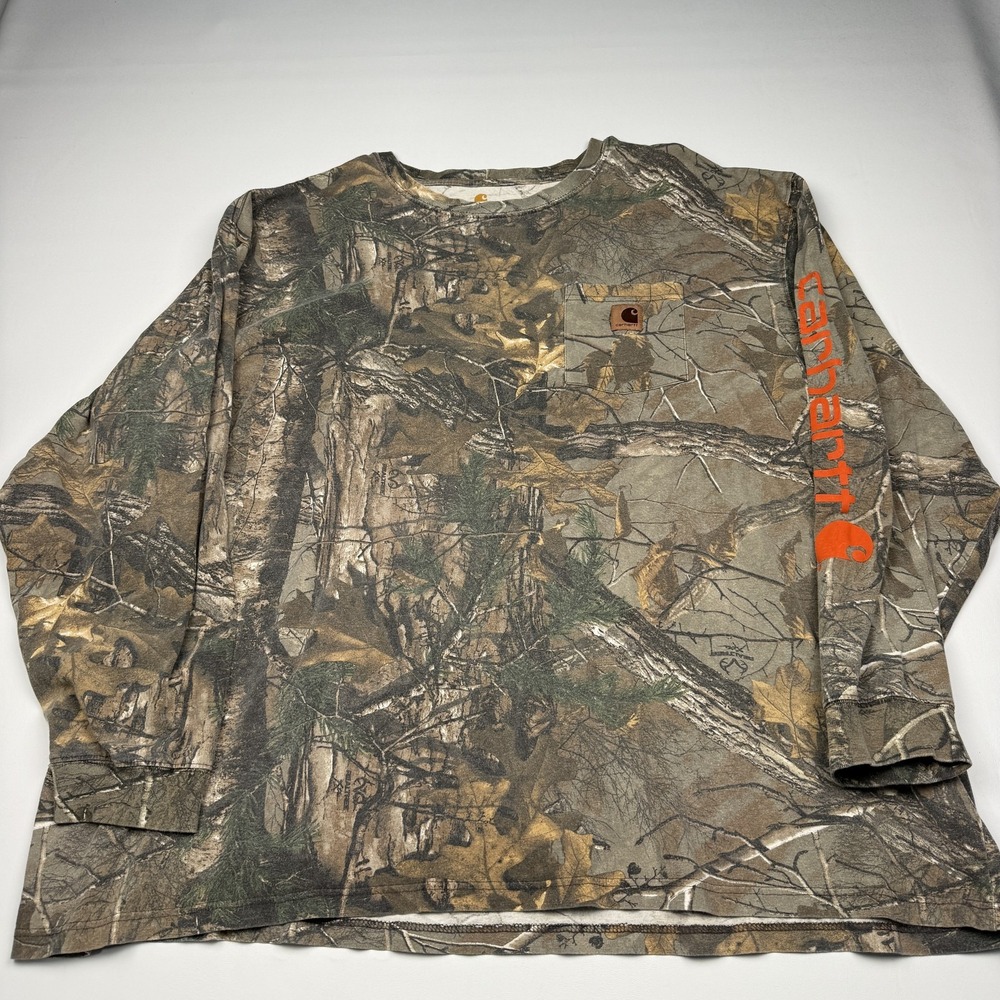 Carhartt Shirt Mens 4XL Brown Camo Long Sleeve Original Fit Hunting Realtree